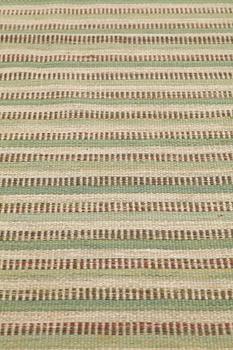 Barbro Nilsson, Matta, "Randig med tvist, grön", rölakan, ca 244,5-245,5 x 226-227 cm, signerad AB MMF BN.