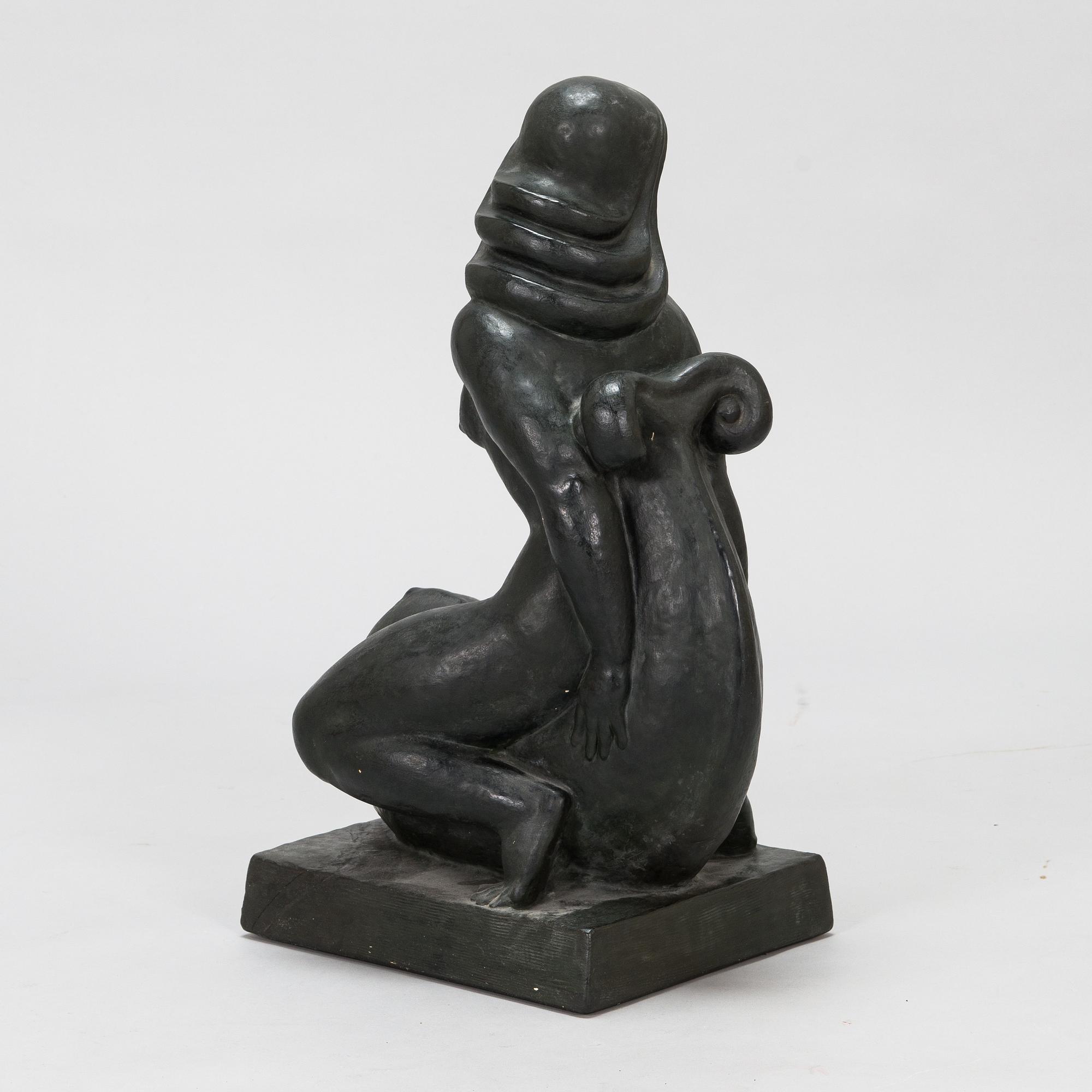 Ivar Johnsson, a painted plaster sculpture, signed.