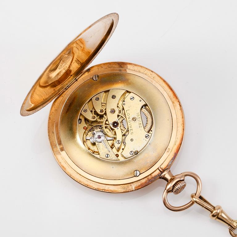 FRACKUR, 18K guld, Longines, omkring år 1900. Vikt med urverk ca 42 gram.