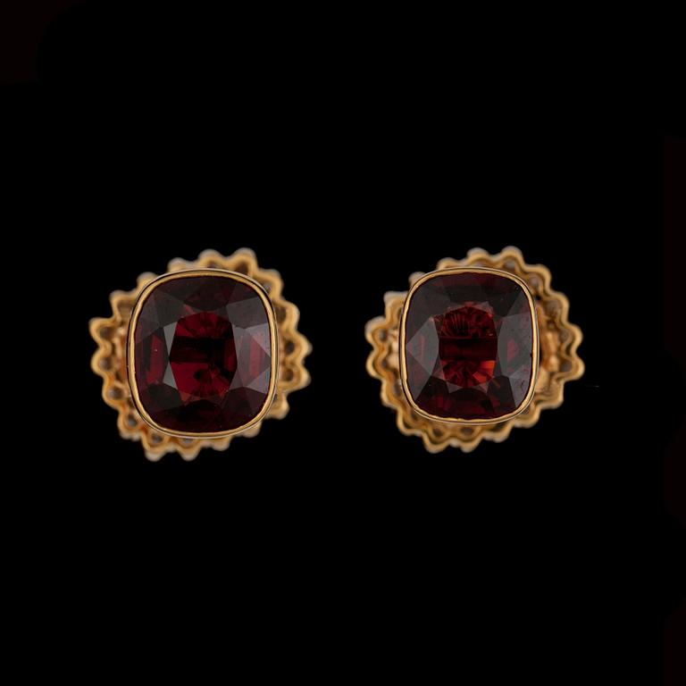 A pair of spinel and diamond cufflinks.