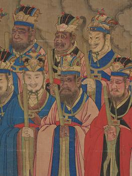 A Daoist painting of the lords and officials of hell by an anonymous artist, Qing dynasty, 18th/19th century.