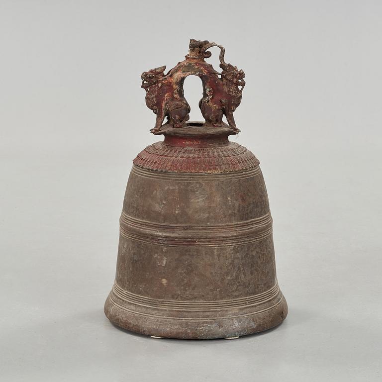 A Burmese bronze temple bell, 19th Century.