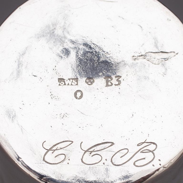 BÄGARE, silver, Stefan Westerstråhle, Stockholm, 1808. Vikt ca 89 g.