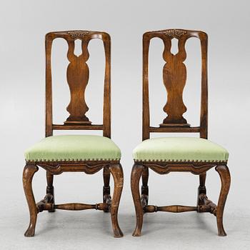 A pair of Swedish late Baroque chairs, Stockholm, mid 18th century,