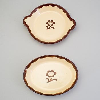 WILHELM KÅGE, servisdelar, 4 st, flintgods, "Pyro brun", Gustavsberg, i produktion 1929-55.