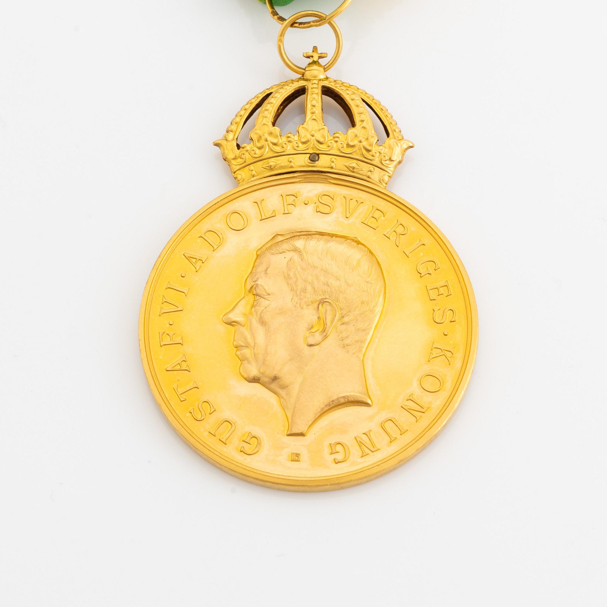 Medalj, 18 k guld, 12:e storleken, Kungliga Patriotiska Sällskapet.