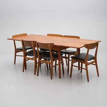 STOLAR, 6 st, Farstrup samt BORD, 1950/60-tal.