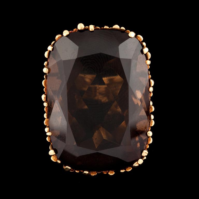 A large smoky quartz ring. Circa 1960 -1970.