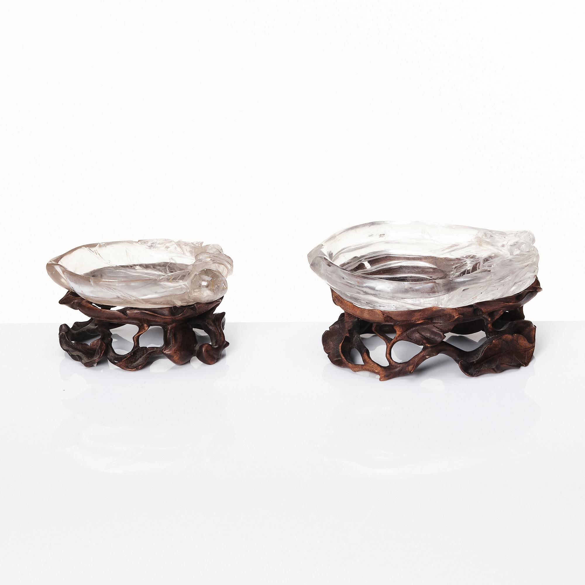 Two Chinese rock chrystal brush washers, late Qing dynasty/20th Century.
