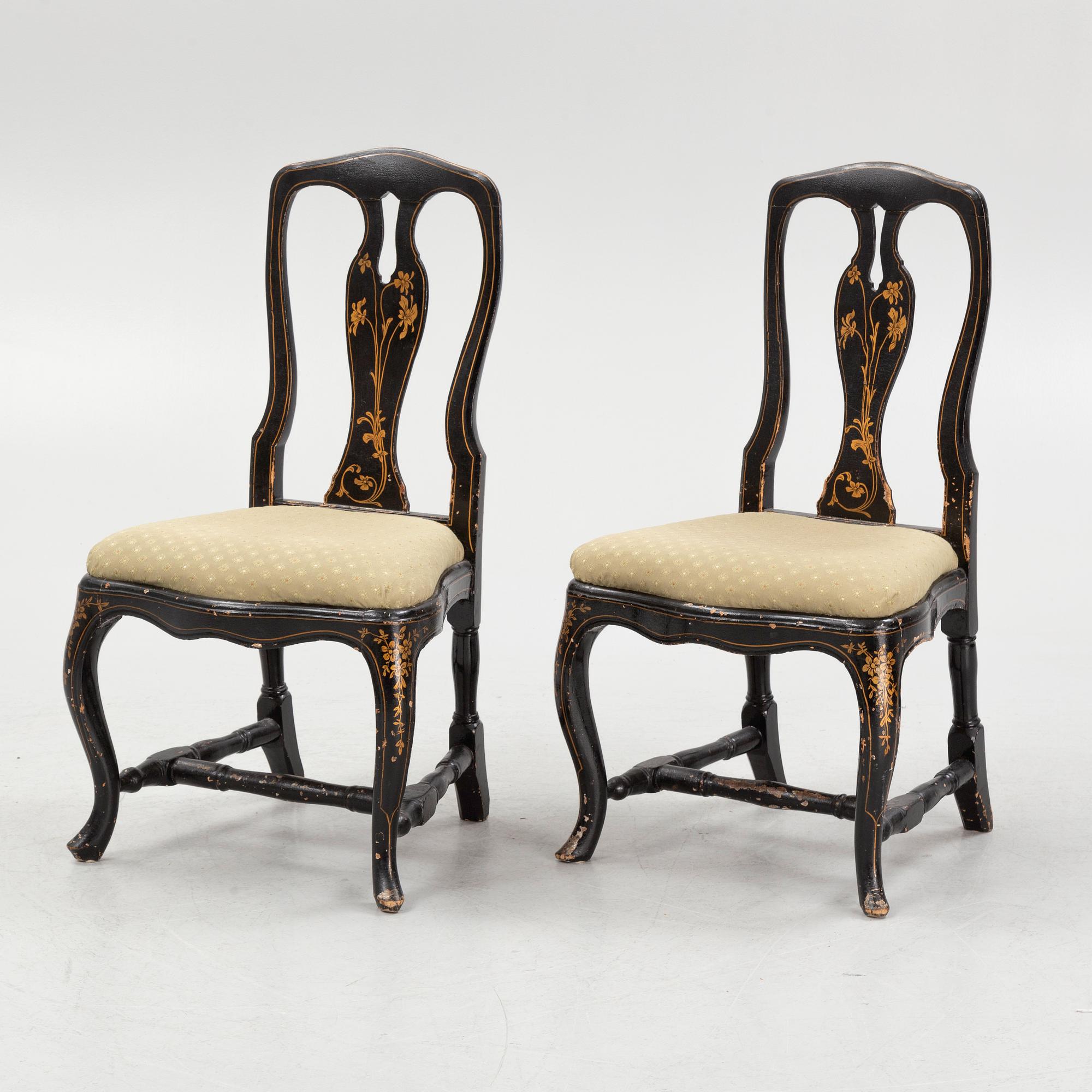 Stolar, ett par, rokoko, 1700-talets andra hälft.