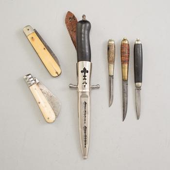 A COLLECTION OF SIX KNIVES, different models. 19th/20th century.