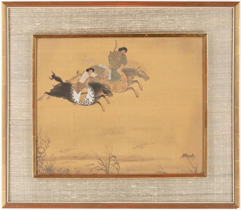 OKÄND KONSTNÄR, blandteknik på textil, Kina, 1800-tal.