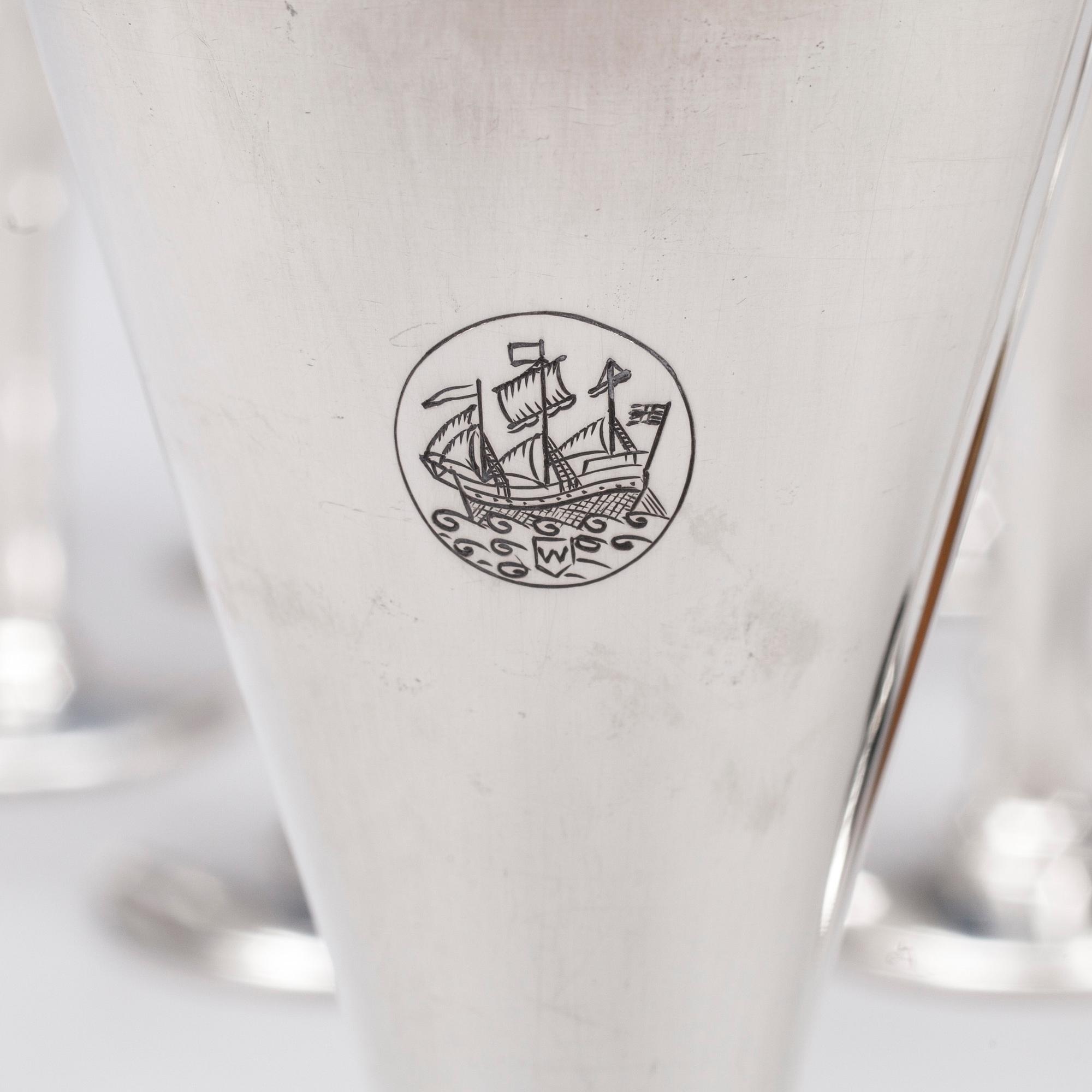 BÄGARE, 12 st, silver, svenska stämplar, 1930-tal. Tot vikt ca 720 g.