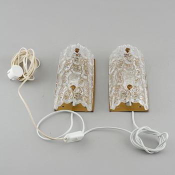 A pair of wall lamps by Carl Fagerlund for Orrefors, second half of the 20th century.