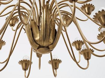 A Swedish Modern brass ceiling lamp, possibly by Ateljé Lyktan, Sweden 1940's.