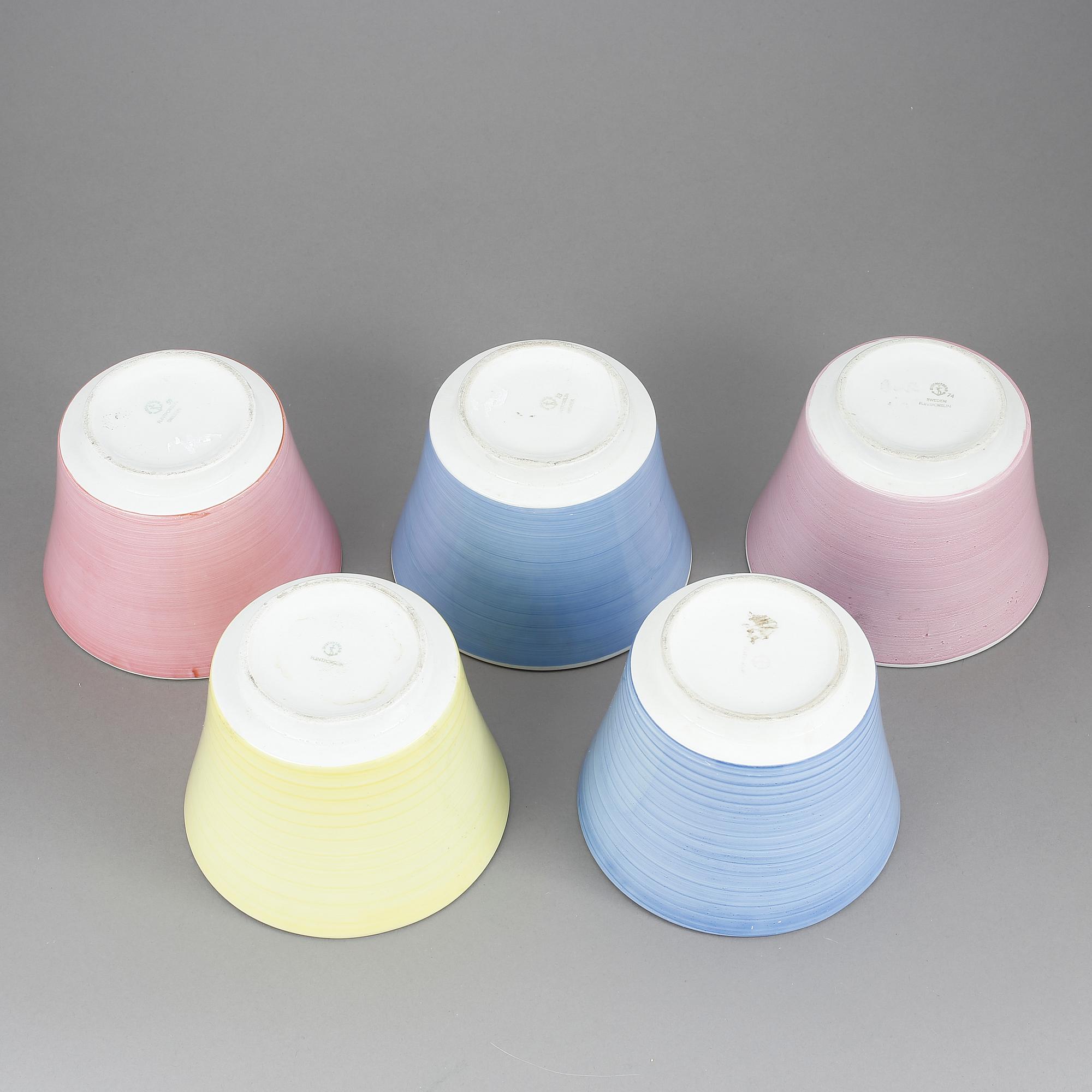 YTTERFODER, 5 st, "Colores", Stig Lindberg, Gustavsberg, 1900-tal.
