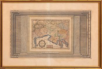 Pieter van der Aa, karta Venedigbukten, handkolorerat kopparstick, Leiden ca 1715.