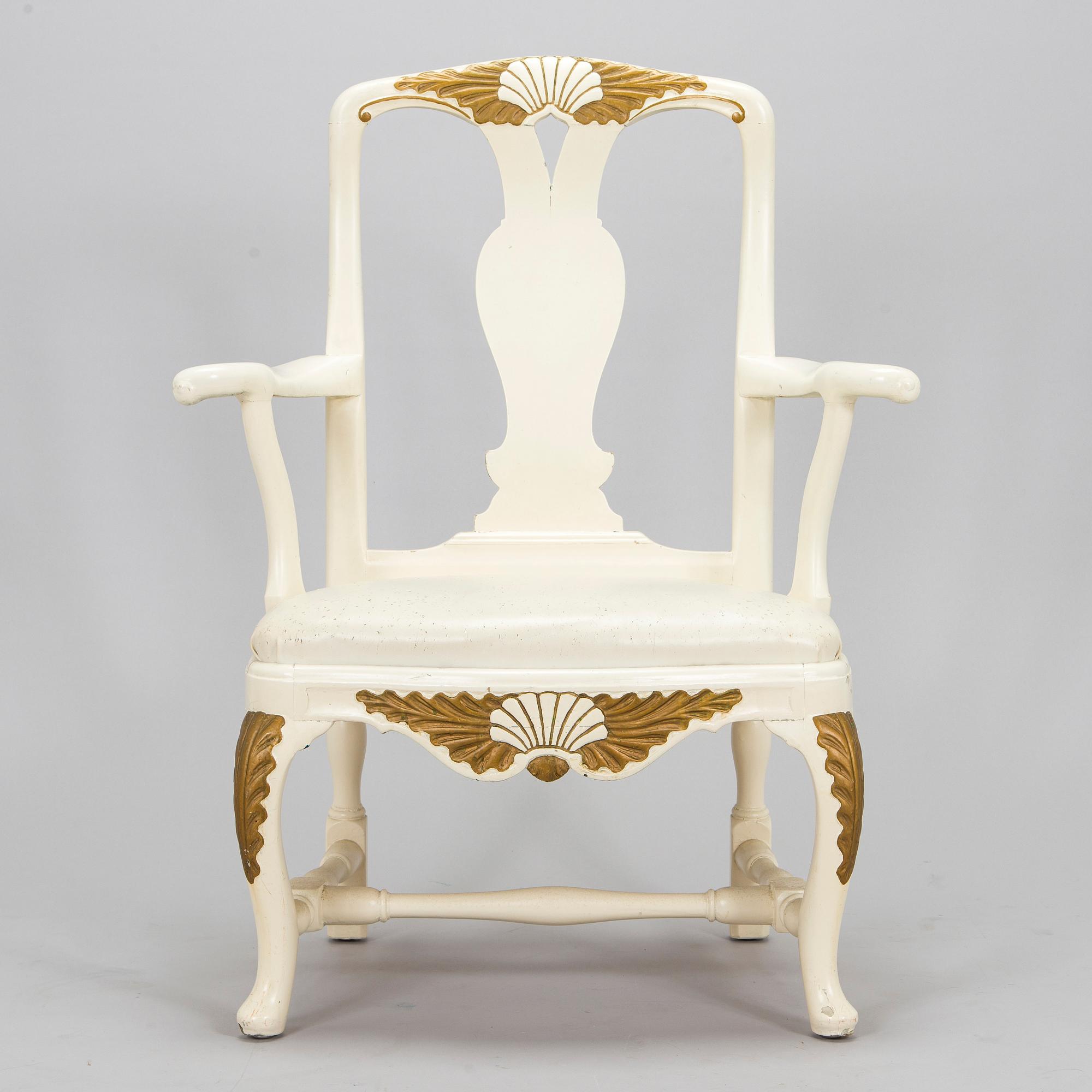 A mid 18th century baroque/ rococo armchair.