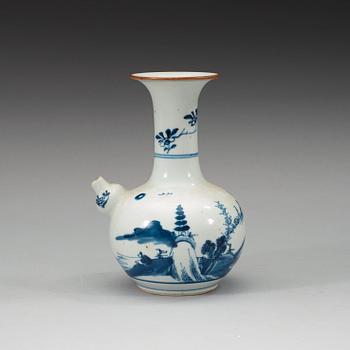 A blue and white kendi, Qing dynasty, circa 1800.