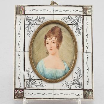 MINIATYRMÅLNING, gouache troligen på ben, 1800-talets andra hälft.