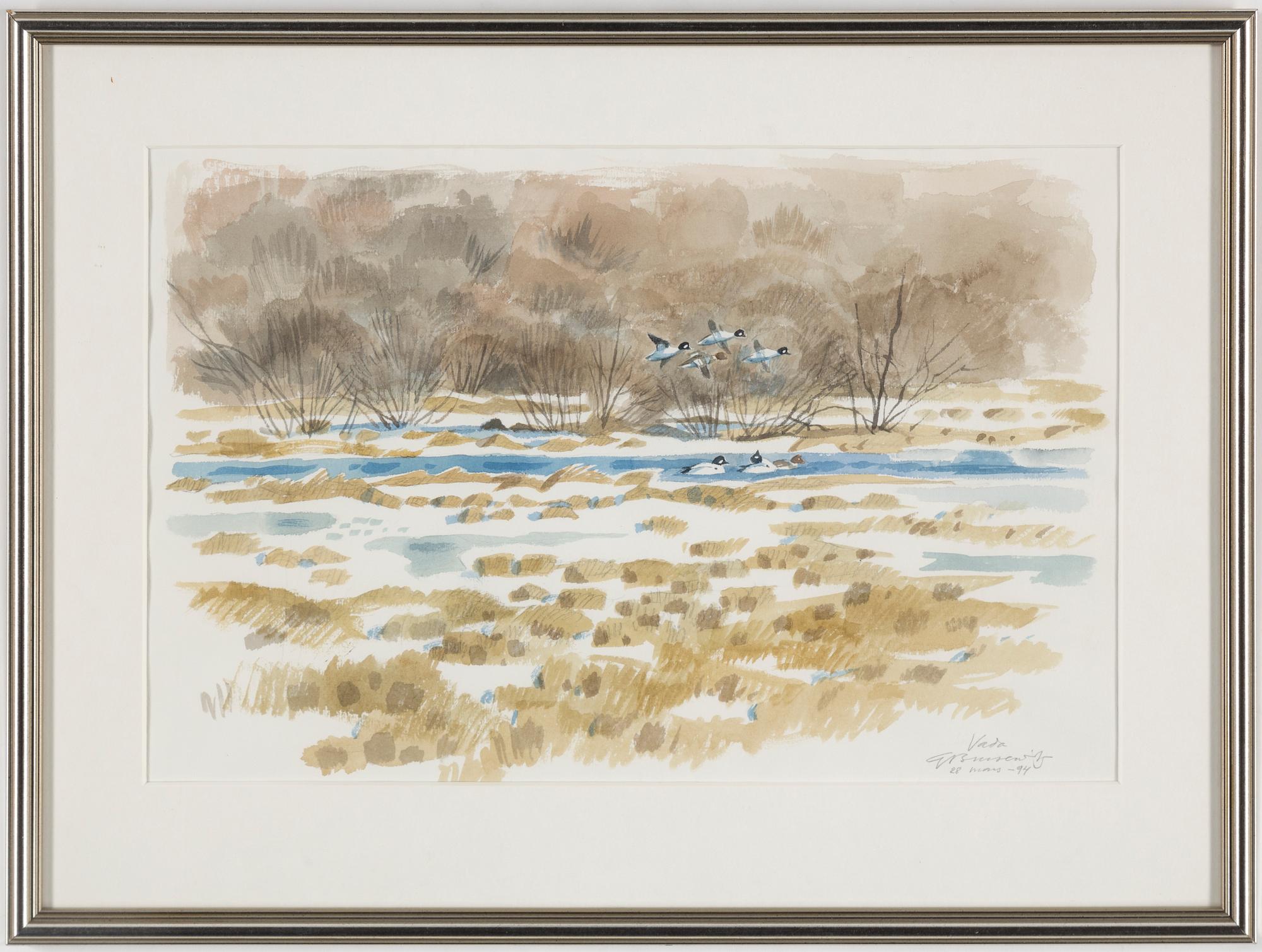 GUNNAR BRUSEWITZ, watercolour, signed and dated 28 mars -94.