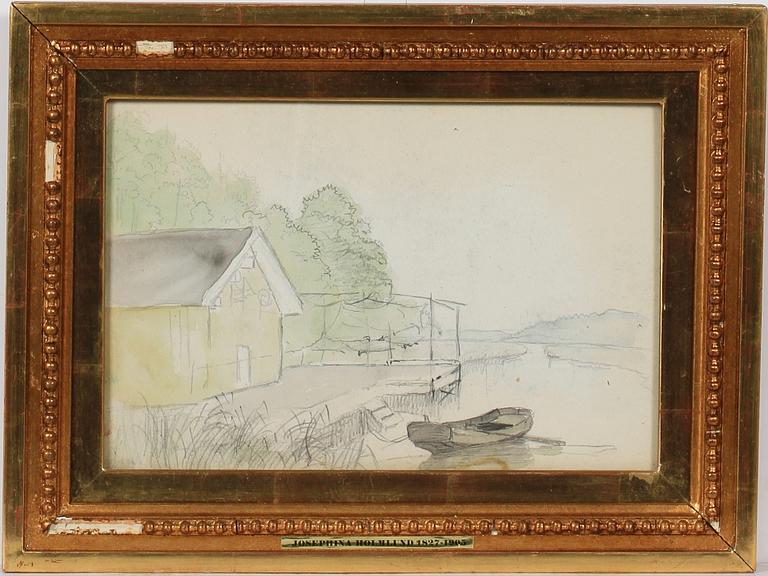 JOSEFINA HOLMLUND, blyerts och akvarell, 5 st, intygade a tergo.