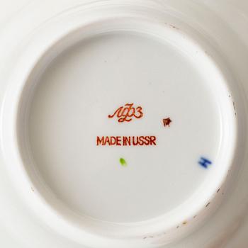 A 16-piece "Cobalt Net" porcelain set for coffee/ tea, Lomonosov, Soviet Union.