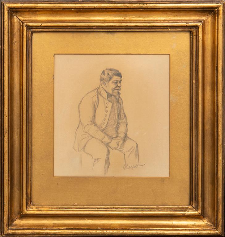 Albert Edelfelt, a signed drawing.