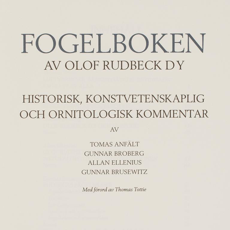 OLOF RUDBECK DY, "Fogelboken", Rene Coeckelberghs bokförlag, Stockholm 1985. Numrerad 841/1499.