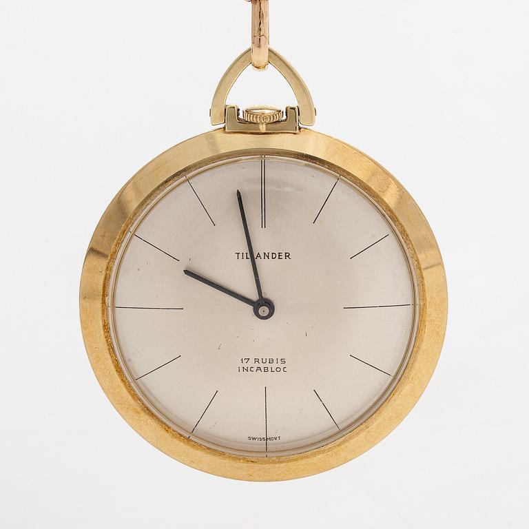 Taskukello, 42 mm, 14K kultaa, ankkurikäynti, Tillander.