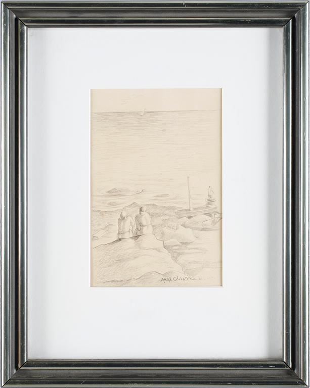 AXEL OLSON, blyertsteckning, ett par, sign och dat -33.