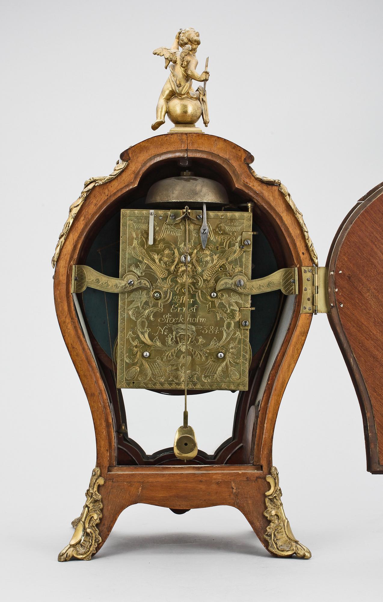 BORDSPENDYL, rokokostil, märkt Petter Ernst  Stockholm, 1800-tal.