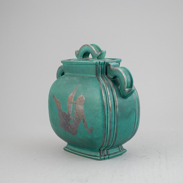 Wilhelm Kåge, a stoneware 'Argenta' lidded vase, model 935, Gustavsberg.