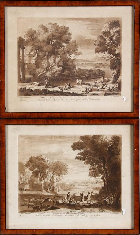 ETSNINGAR 2 st efter Claude Lorrain. 1700/1800-tal.