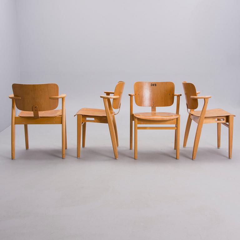 ILMARI TAPIOVAARA, tuoleja, 4 kpl, "Domus", Keravan Puuteollisuus, 1950-luku.