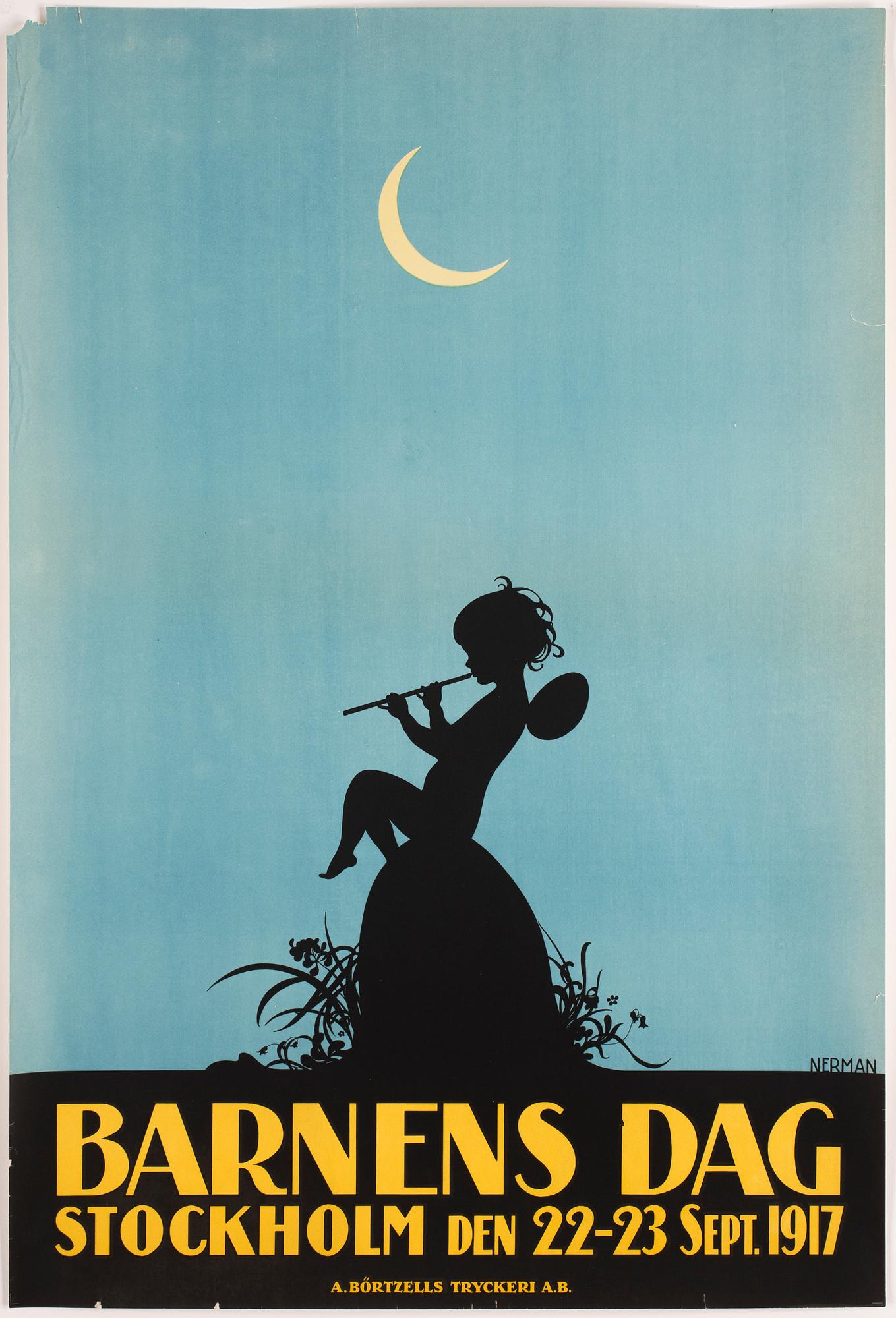 Einar Nerman, a vintage poster, 'Barnens Dag', A. Börtzells Tryckeri A.B., 1917.