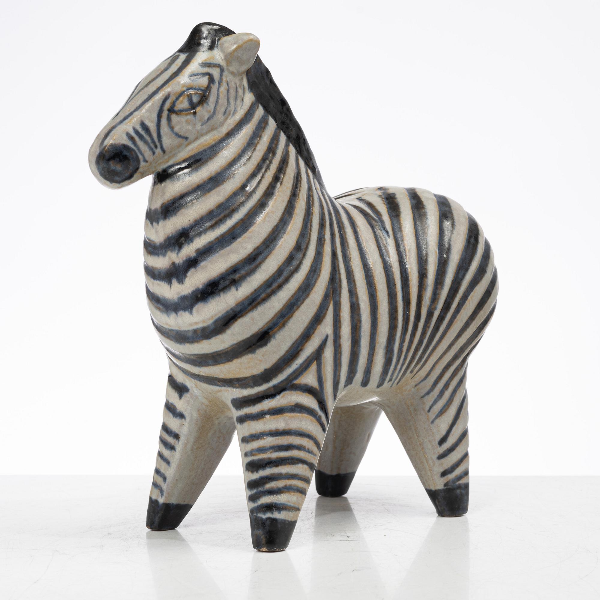 Lisa Larson, stoneware figurine, "Zebra", from the "Stora Zoo" series, Gustavsberg.