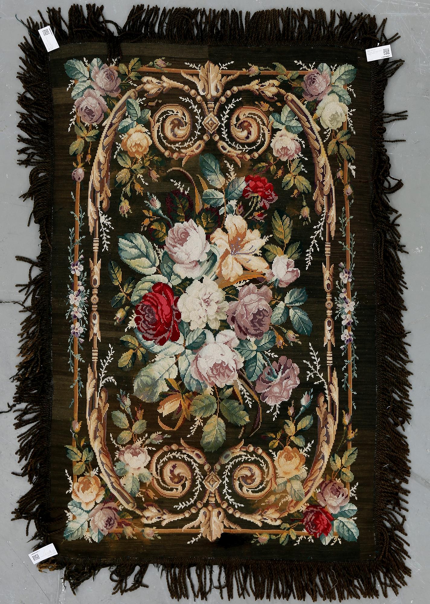 BRODERI, 1800-talets andra hälft. Ca 192x117 cm.