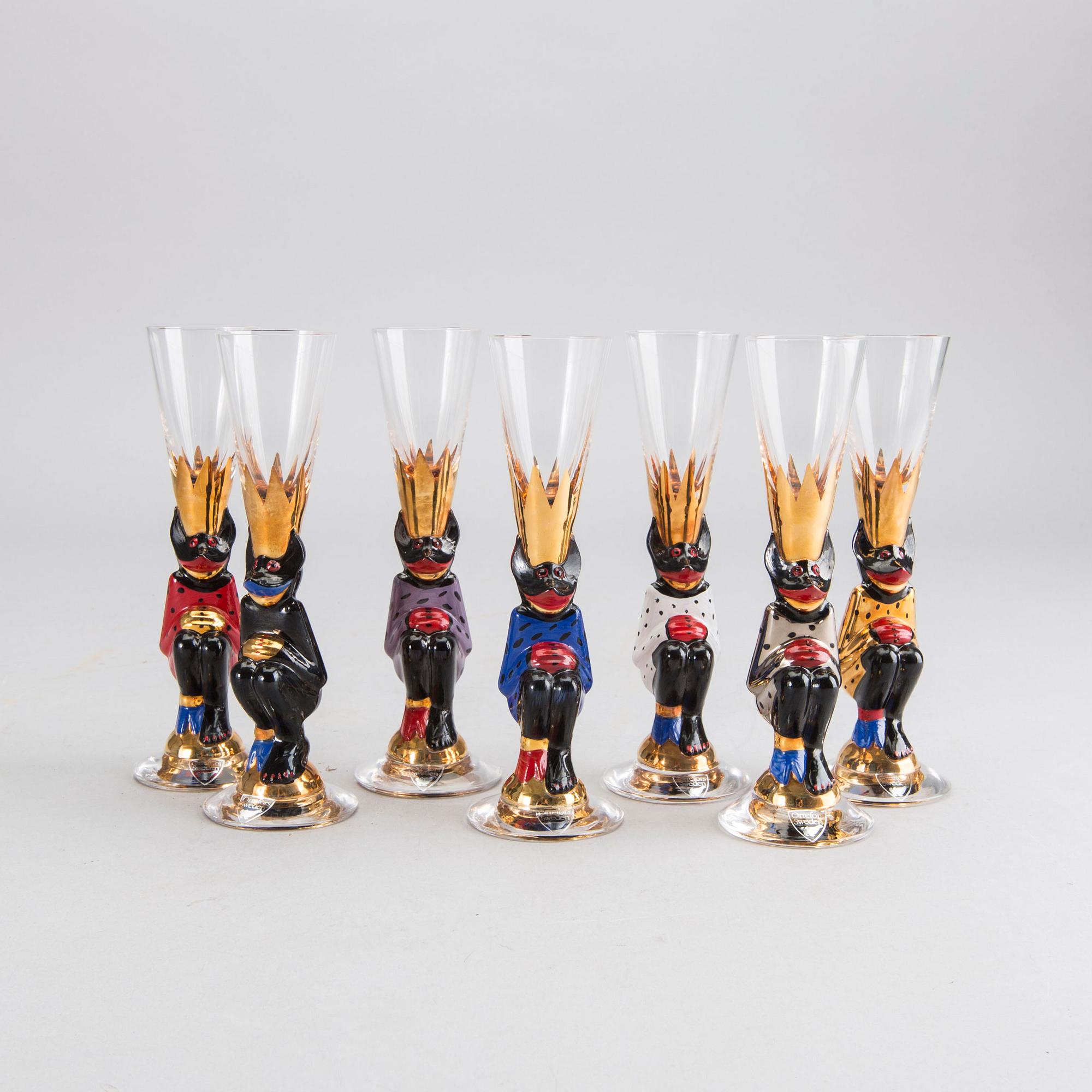 GUNNAR CYRÉN, a set of 7 snaps glass for the Nobel service.