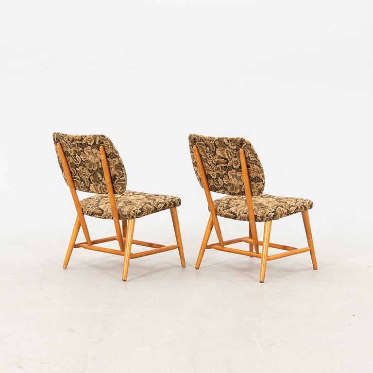 A pair of mid 20th century easy chairs from Engen, Örkelljunga, Seden.