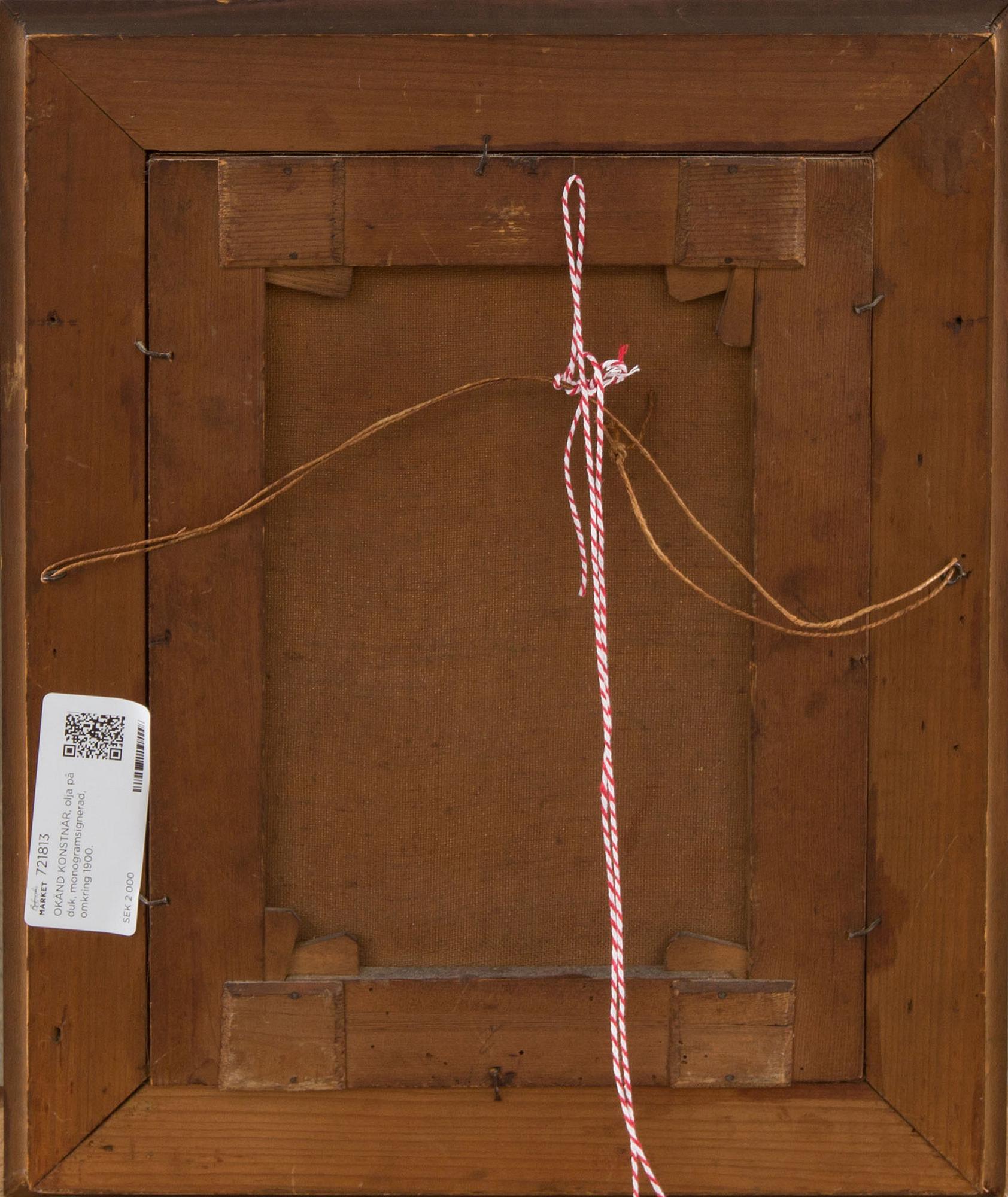 OKÄND KONSTNÄR, olja på duk, monogramsignerad, omkring 1900.
