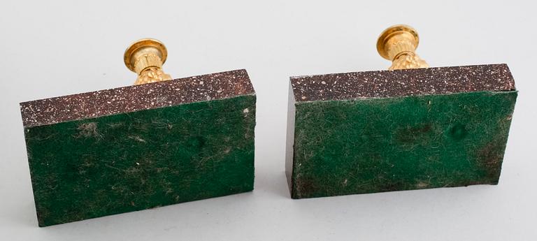 LJUSSTAKAR, 1 par, empirestil, 1900-tal.