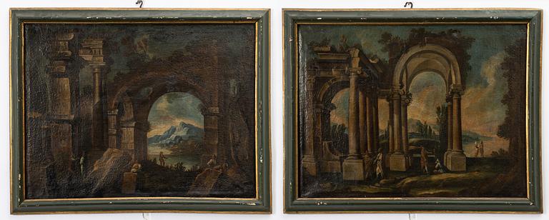 Italiensk skola. 1700-tal. Dörröverstycken, ett par.