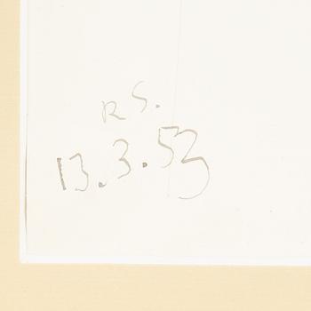 Ragnar Sandberg, ink on paper, signed R.S. and dated 13.3.53.