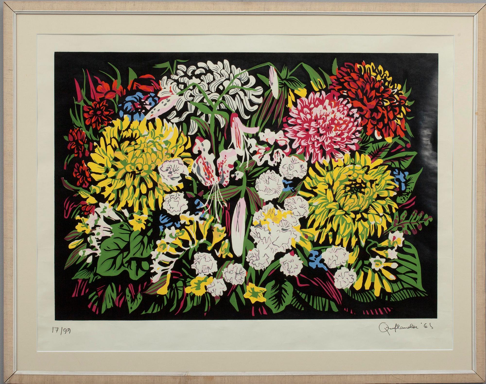 ANNELI QVEFLANDER, serigrafi, signerad och daterad-65, numrerad 17/99.
