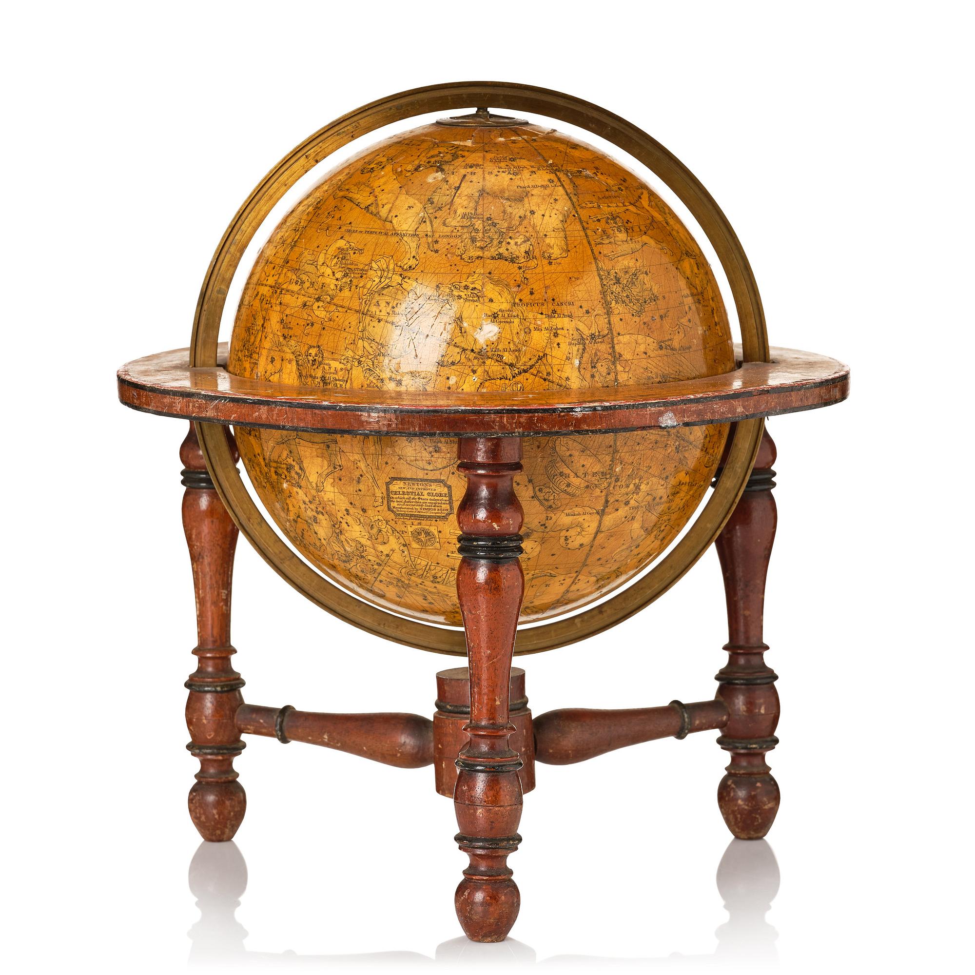 A celestial globe for table by Newton & son London 1860.