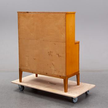 A Swedish Modern elm and burr birch secretaire, AB Åby Möbelfabrik, Fjugesta, 1940's.