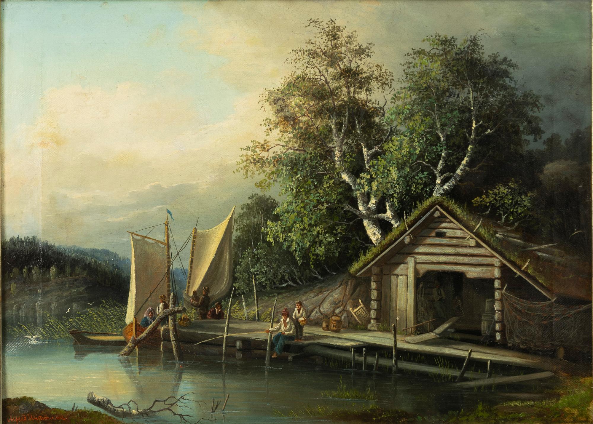 Alfred Wiström, Fishing hut with jetty.