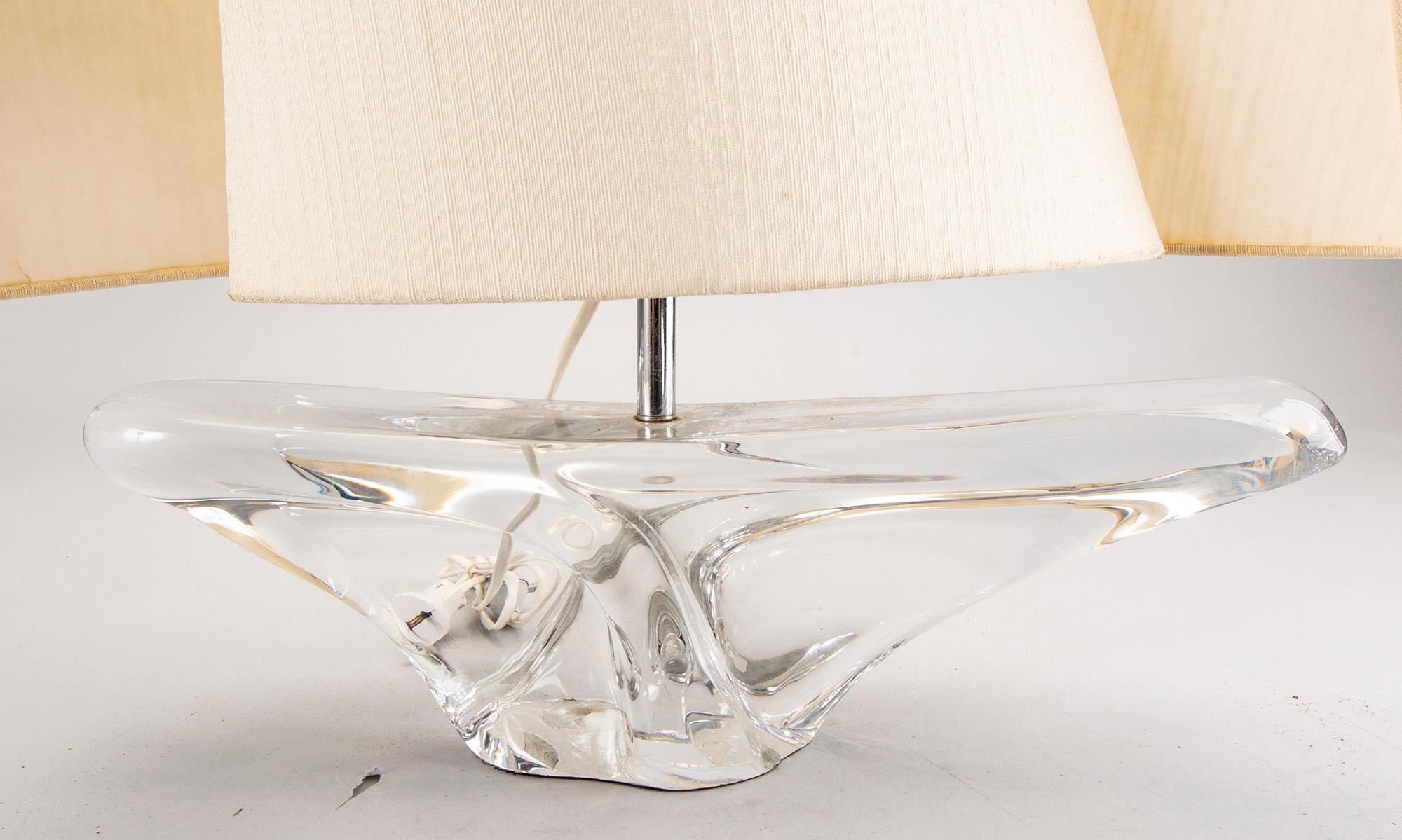 A signed daum 1960s glass table lamp.