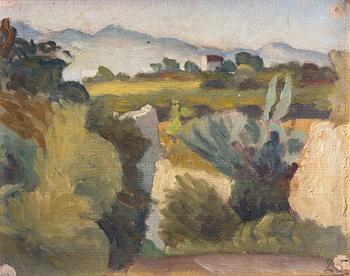 348. Ivan Aguéli, "Spanskt landskap" / "Landskap med buskvegetation".